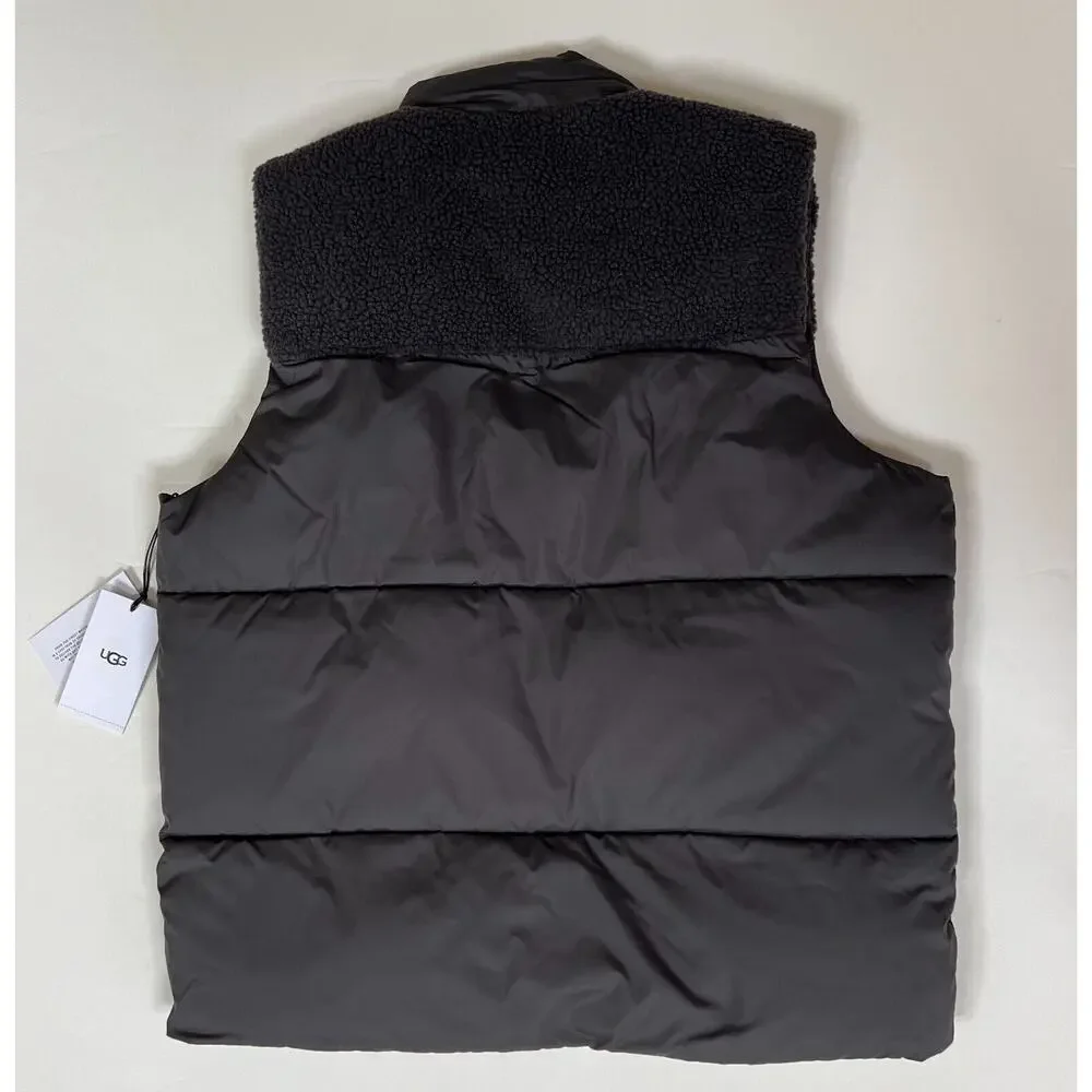 UGG Men's Zoltan Sherpa Puffer Vest Gray Size L NWT